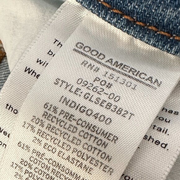 Good American Good Legs High Rise Straight Leg Jeans 12/31 Light Wash Button Fly - Picture 5 of 9